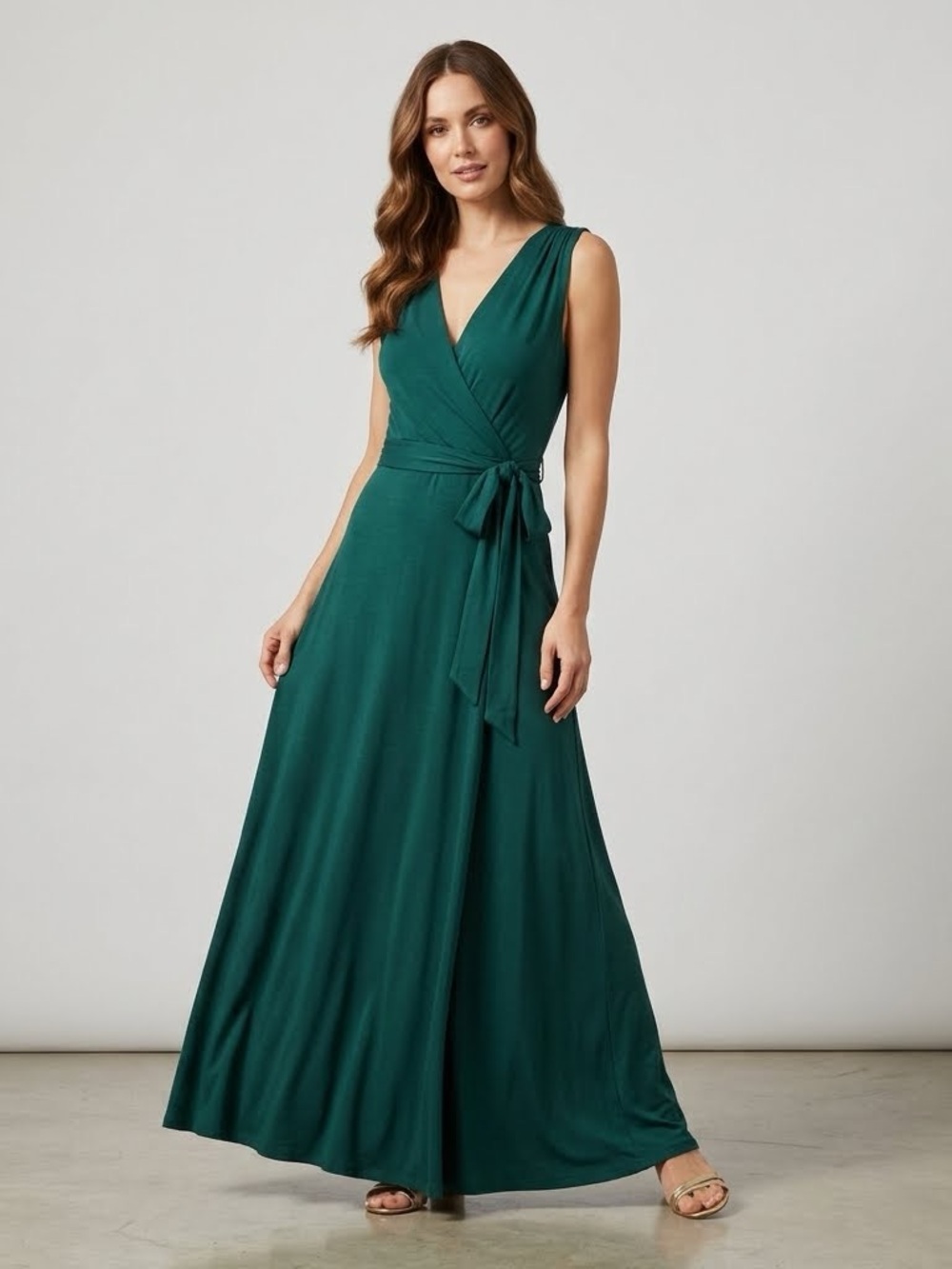 7th Ray Sleeveless Faux Wrap Maxi Dress in Green EUC Size M
